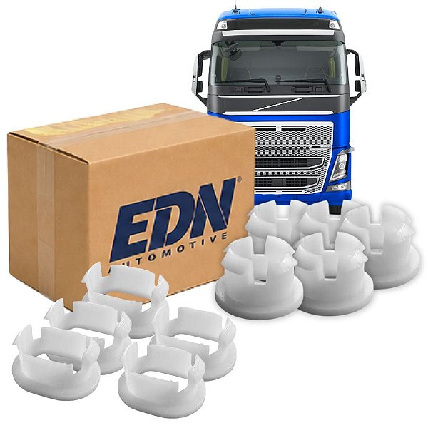 KIT 10 BUCHA OVAL REDONDA PARA VOLVO FH13 DE 2010 A 2015 EDN