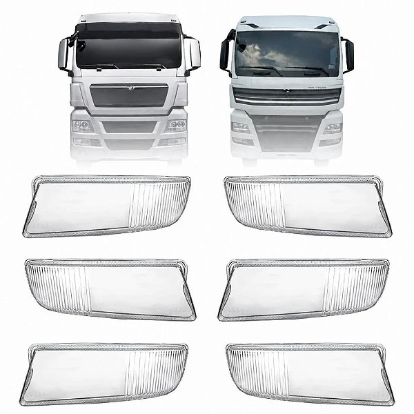 KIT 6 LENTES FAROL AUXILIAR PARA MAN  TGX CRISTAL LD/ LE EDN