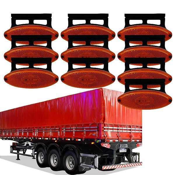 KIT 10 LANTERNA LATERAL CARRETA RANDON GUERRA NOMA BIVOLT