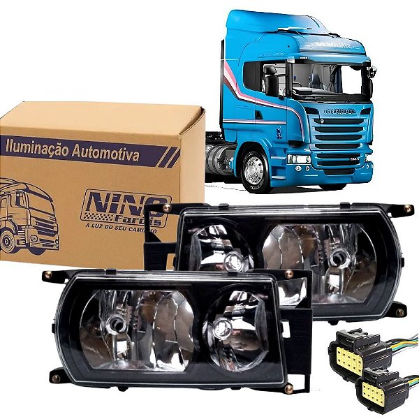 PAR FAROL PARA SCANIA S5 09-2019 MÁSCARA NEGRA COM CHICOTE