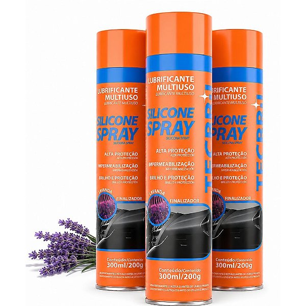 KIT 3 SILICONE SPRAY LAVANDA LIMPA BRILHO REPELE POEIRA TEC
