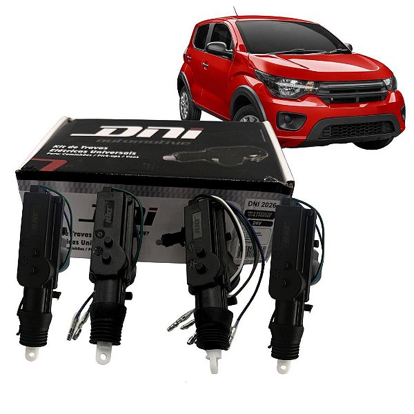 KIT TRAVA ELETRICA 12V 4 PORTAS PARA CARRO VAN FIAT GM DNI