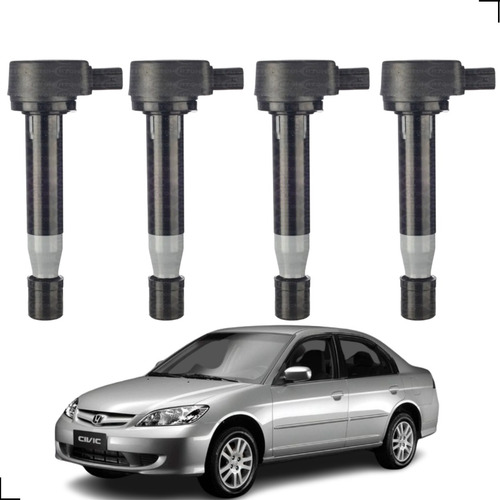 Kit 4 Bobina Ignição Honda Civic 1.7 2002 2003 2004 2005