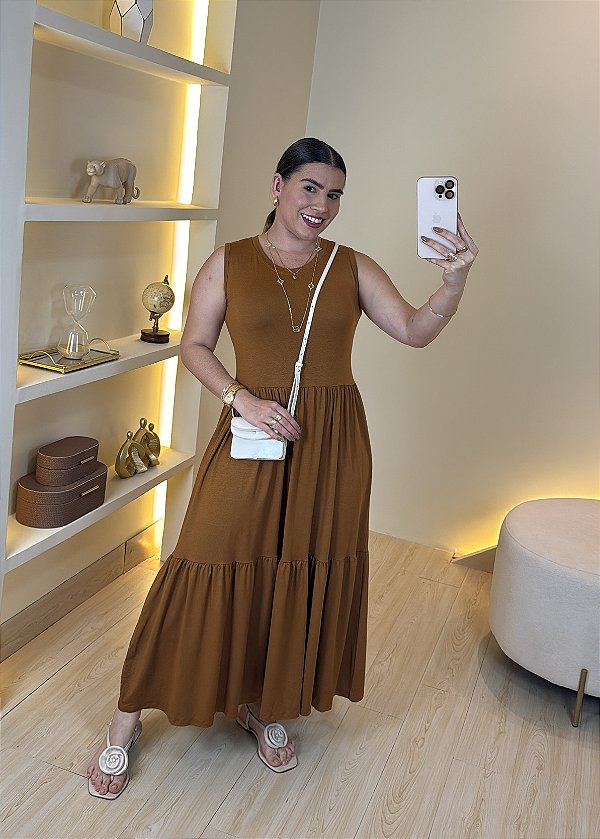 Vestido T-shirt Maria- Caramelo