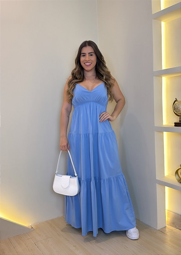 Vestido Sarja V - Azul Bebê