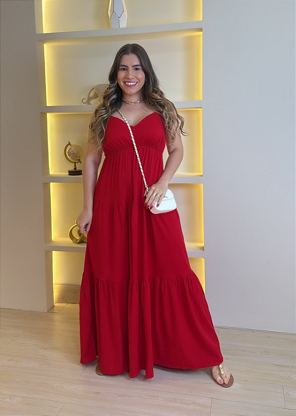 Vestido Sarja V - Vermelho
