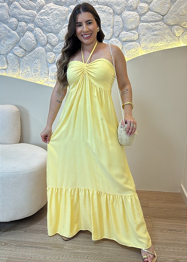 Vestido 2 em 1 Amarelo com Lastex – Elegância e Conforto
