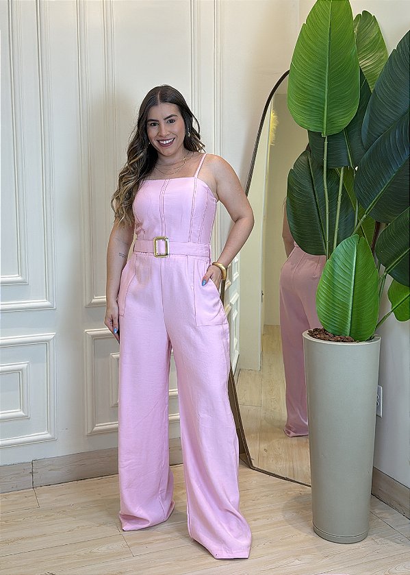 Macacão Marrant Com Cinto- Rosa