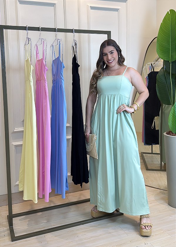 Vestido Sarja Decote Reto