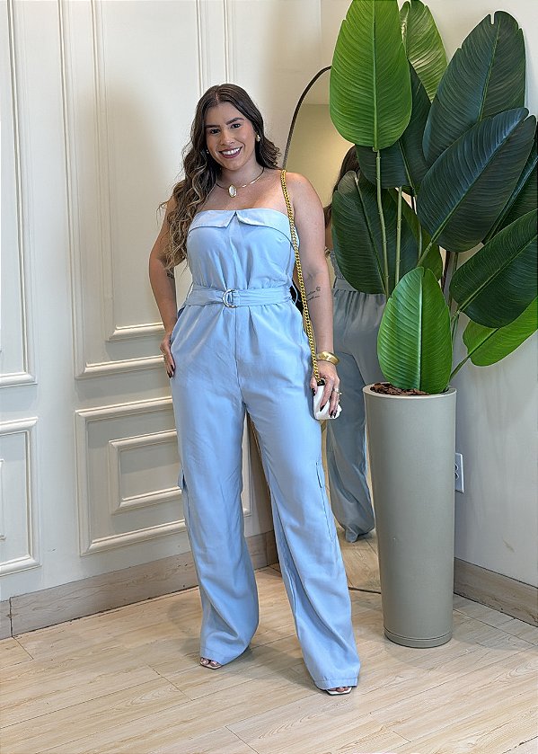 Macacão Alfaiataria - Azul bebê