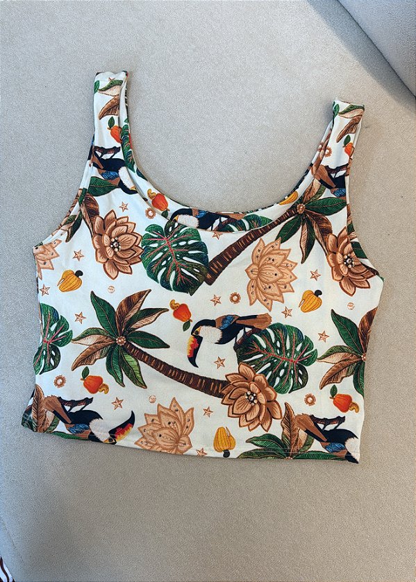 Cropped-Feminino-Dupla-Face-Estampa-Tropical-Tucano-em-Poliester-Conforto-e-Estilo-para-o-Verao