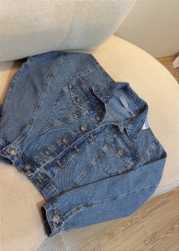 Jaqueta Feminina Jeans Strass