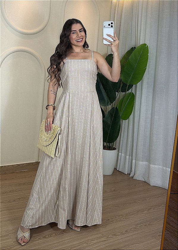 Vestido Feminino Tecido Linho - Nude