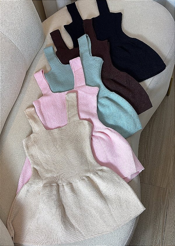 Blusa Peplum Tricô Modal Alça - Lisas