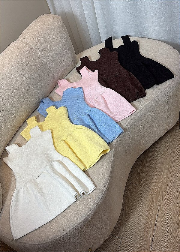 Blusa Peplum Tricô Modal Alça - Lisas