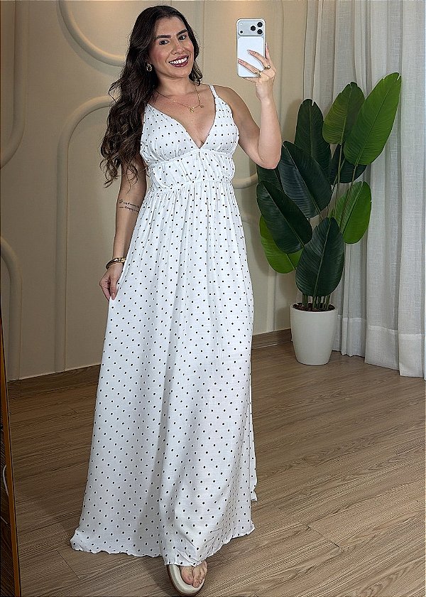 Vestido Feminino Viscolinho Poá Branco