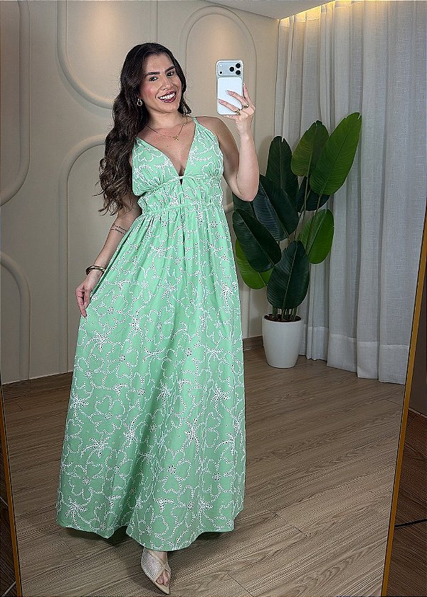 Vestido Feminino Bordado - Verde