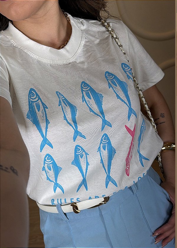 T-shirt - Peixes Azul e Rosa