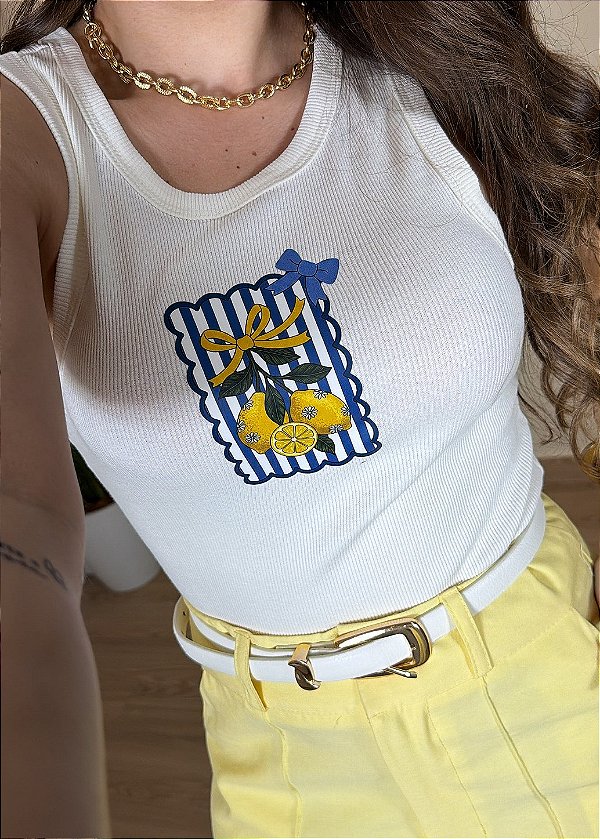 Regata Canelada - Azul Limão