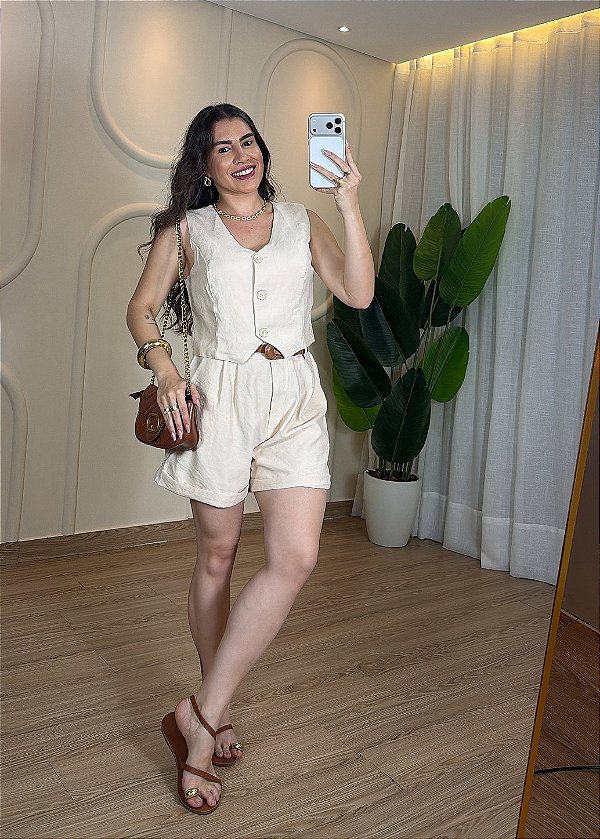 Conjunto Colete e Short- Nude