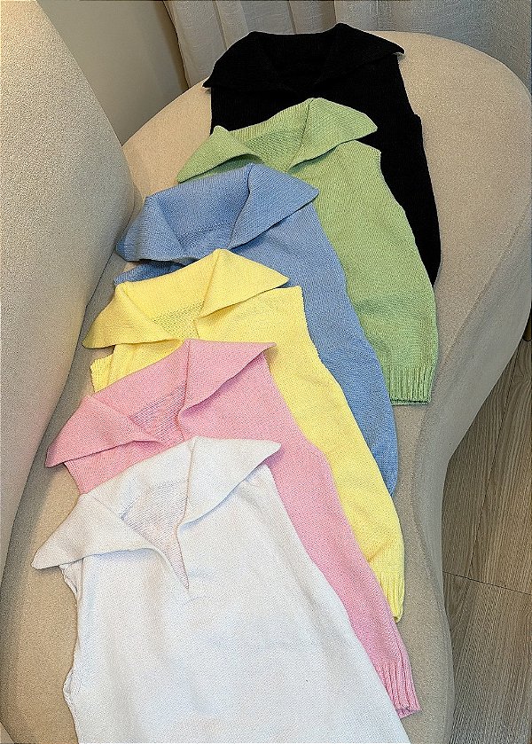 Blusa Tricô Modal Detalhe Gola Polo