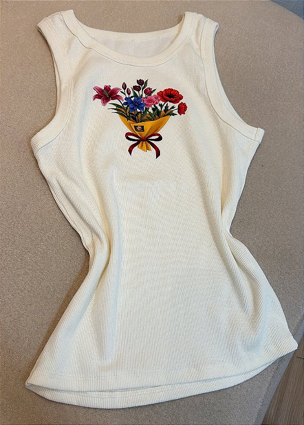 Regata Canelada Estampada Feminina – BUQUÊ