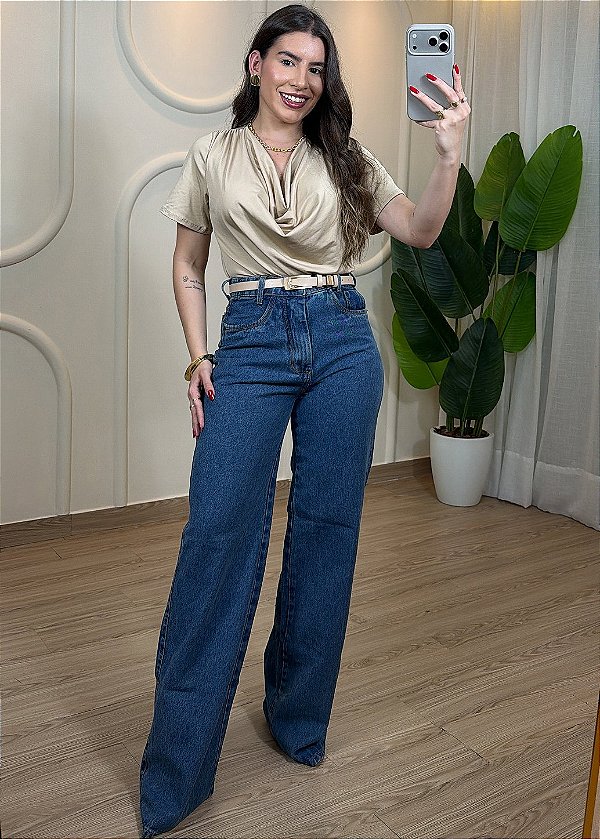 Calça Jeans Básica Lavagem Escura - Cod 081