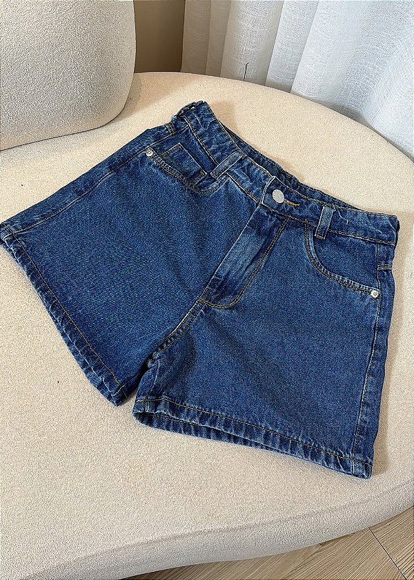 Short Jeans Mom Lavagem Escura