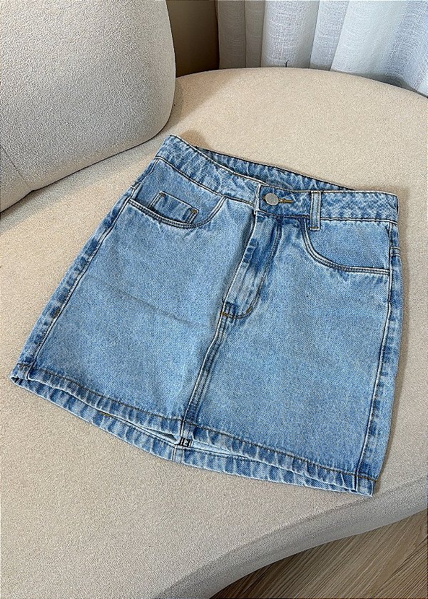 Saia Jeans Mom Lavagem Clara