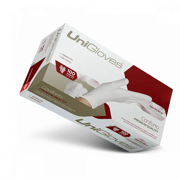 Luva Látex sem Pó Conforto Premium Quality Tam G Unigloves cx 100