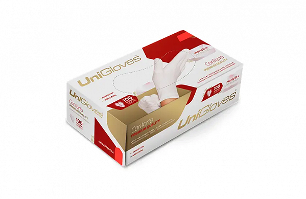 Luva Látex sem Pó Conforto Premium Quality Tam M Unigloves cx 100