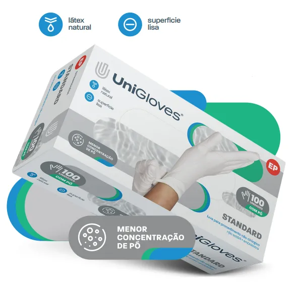 Luva Látex com Pó Tam G Uso Médico Unigloves cx 100