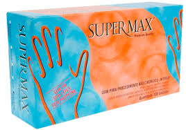 Luva Nitrílica Sem Pó Azul Tamanho M – Supermax | Uso Médico | Caixa com 100 Unidades
