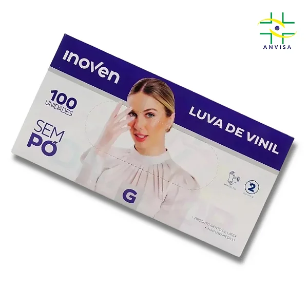 Luva Vinil Sem Pó G – Inoven | Uso Médico | 100 Unidades