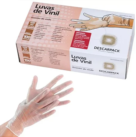 Luva de Vinil Sem Pó Tamanho G – Inoven | Uso Geral | Caixa com 100 Unidades