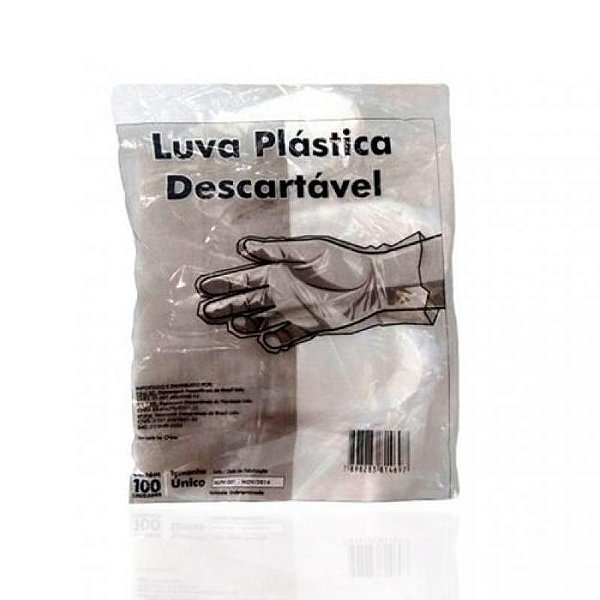 Luva Plástica Descartável MBlife pacote com 100 unidades