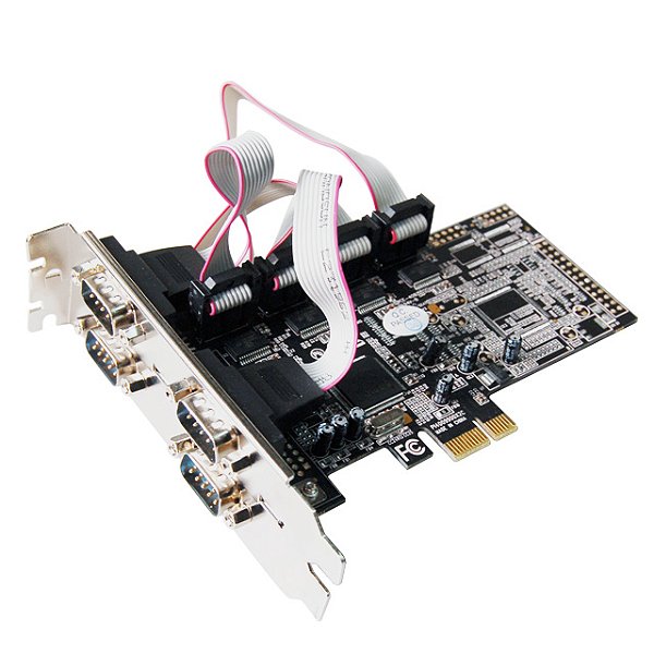 Placa PCIe 4 seriais RS232 (DB9M)  Full 120mm