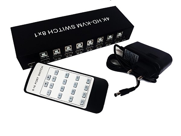 KVM 08 portas HDMI 4k(com cabos)