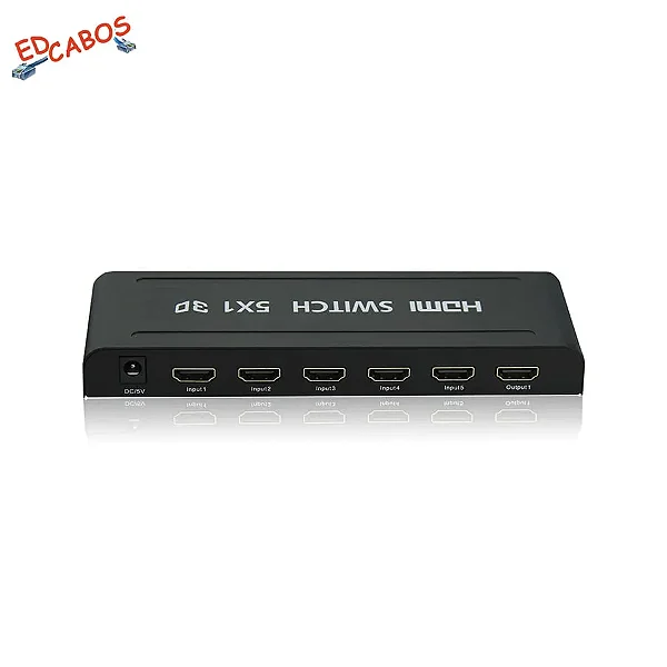 Switch HDMI 5 X 1  metálico com controle