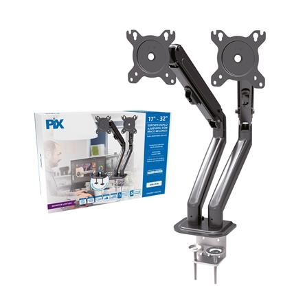 SUPORTE MONITOR AJUSTAVEL 17"A 32" COM BRACO MECANICO ( DUPLO ) - PRETO