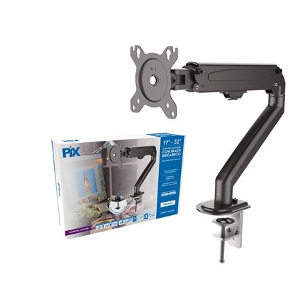 SUPORTE MONITOR AJUSTAVEL 17"A 32" COM BRACO MECANICO ( DUPLO ) - PRETO