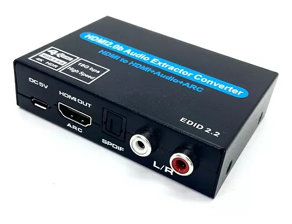 Conversor HDMI para HDMI 4K com Aúdio P2 e Toslink