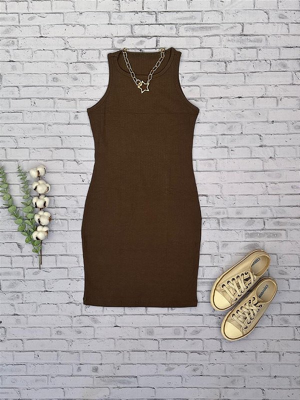 Vestido Canelado – Verde Militar