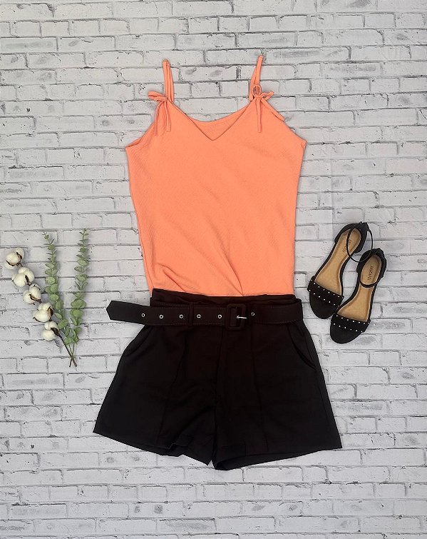 Regata com Detalhe de Laço nas Alças – Salmão