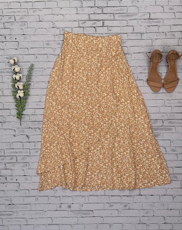 Saia Floral Envelope com Elástico Atrás
