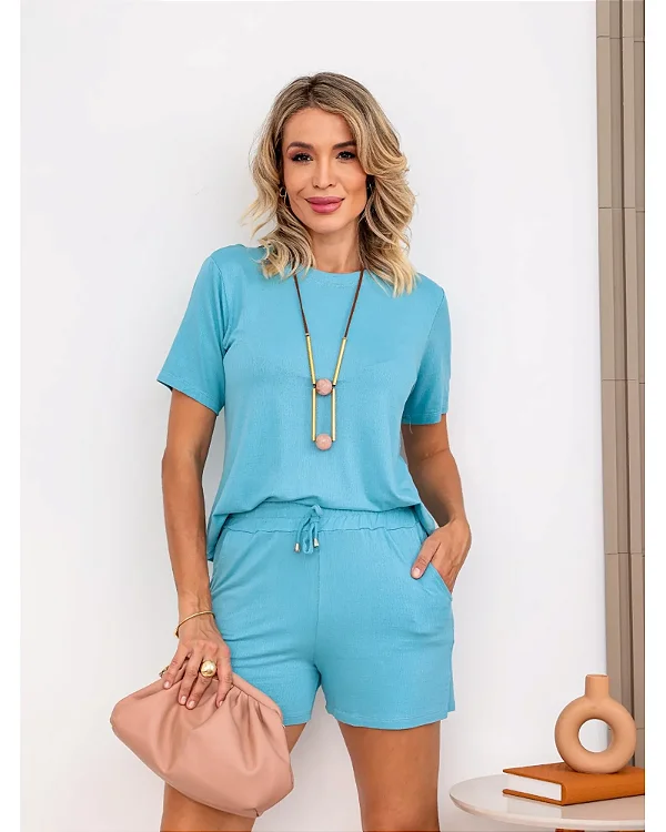 Conjunto Maia Liso Short e Blusa de Manguinha