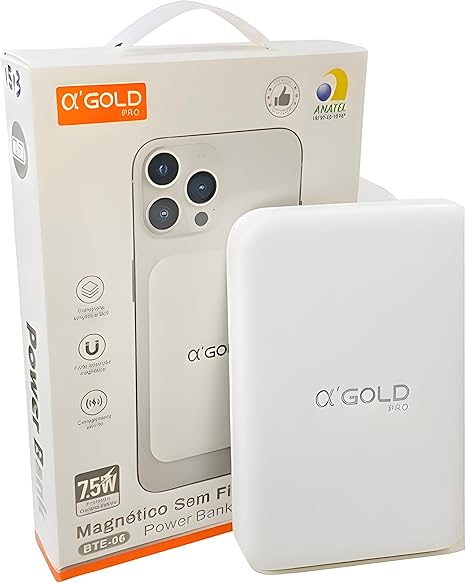 Carregador Portátil Magnético Powerbank Indução 5000 Mah Qualidade Premium Rápido Compatível iPhone