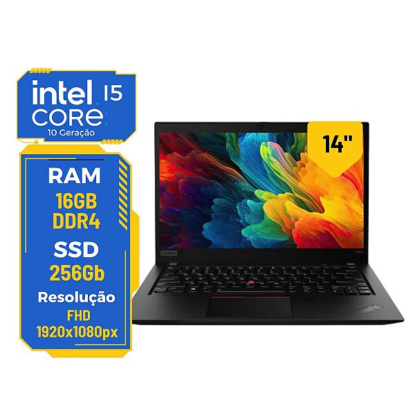 Notebook Lenovo Thinkpad T14 Core I5 10ª Ger 16gb 256gb Ssd