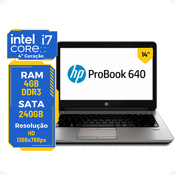 Notebook Probook 640 G1 Core i7-4th 4gb 240gb Sem Bateria