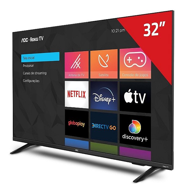 Smart Tv 32 Polegadas Hd Roku Tv 32s5135/78g Aoc Bivolt Dled